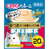 【ペットフード】【猫用・おやつ】いなば　チャオちゅ～る かつお かつお節ミックス味　14g×20
