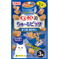 【ペットフード】【猫用・おやつ】いなば　チャオ缶ちゅ～るビッツ かつおおかか入り　12g×3